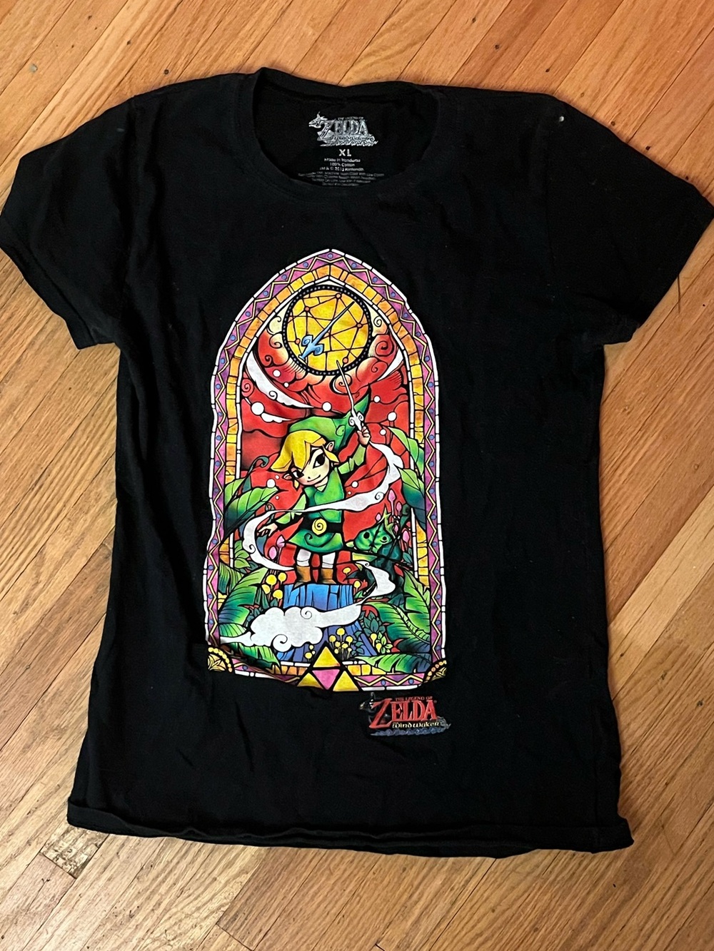 The Legend of Zelda: Link with Stained Glass Crewneck Graphic T-Shirt
